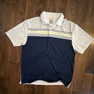 Callaway Navy, White & Yellow Striped Performance Polo
